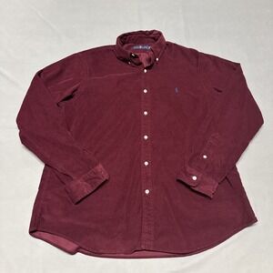 Polo Ralph Lauren  Corduroy Shirt  XL  Red Burgundy Long Sleeve Button Up